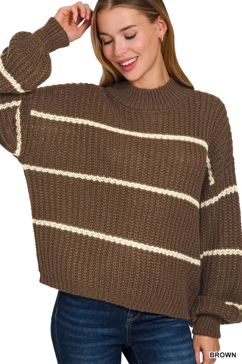 Zenana Oversize Striped Sweater