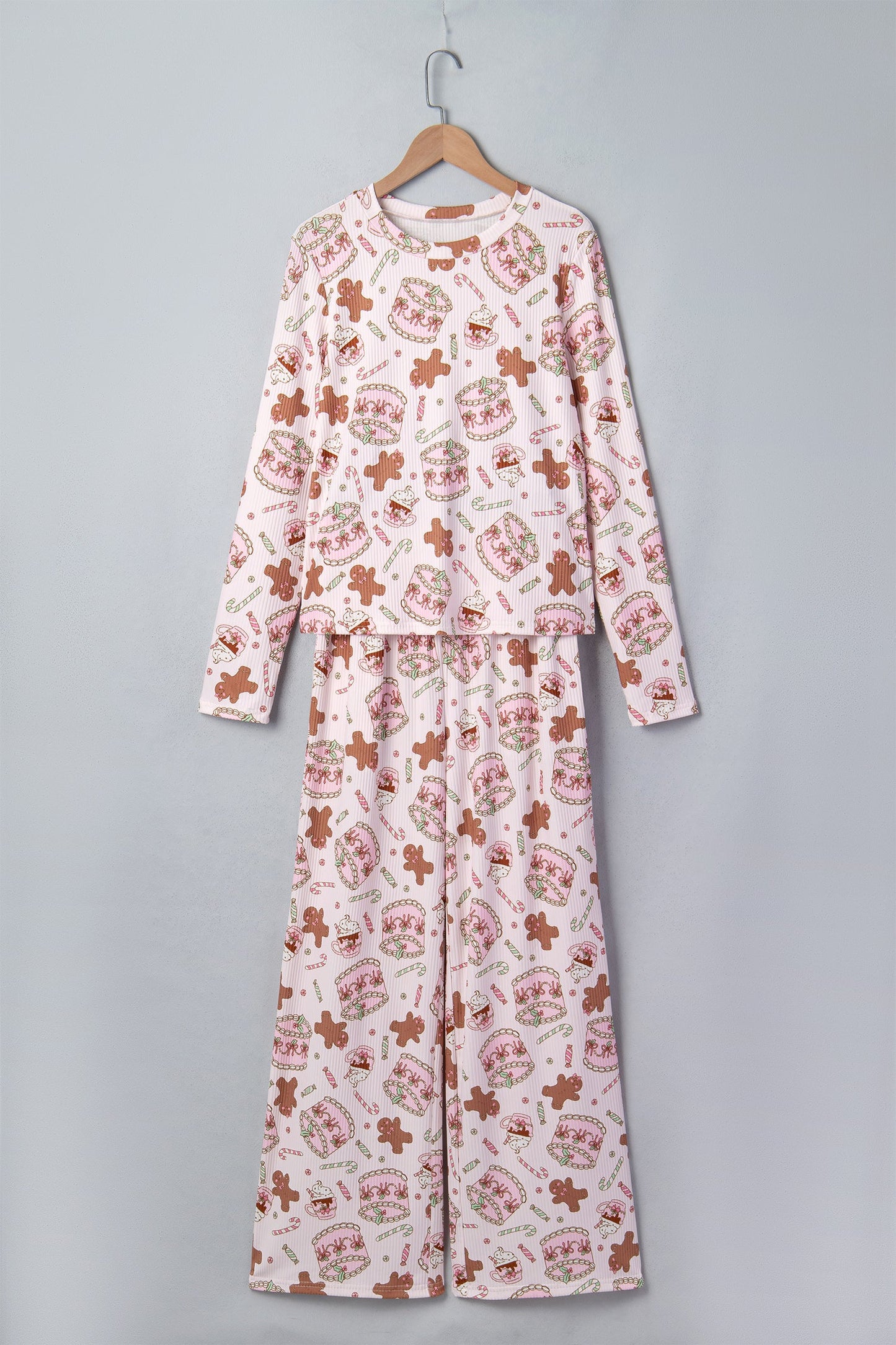 Christmas Ribbed Knit Top & Pants Pajama Set
