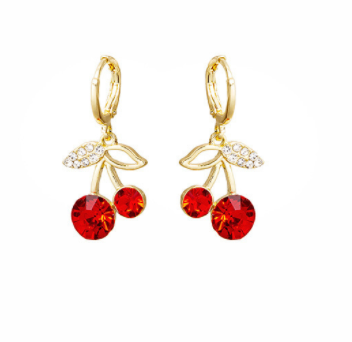 Fashion Red Cherry Earrings Temperament High-end Classic Creativity