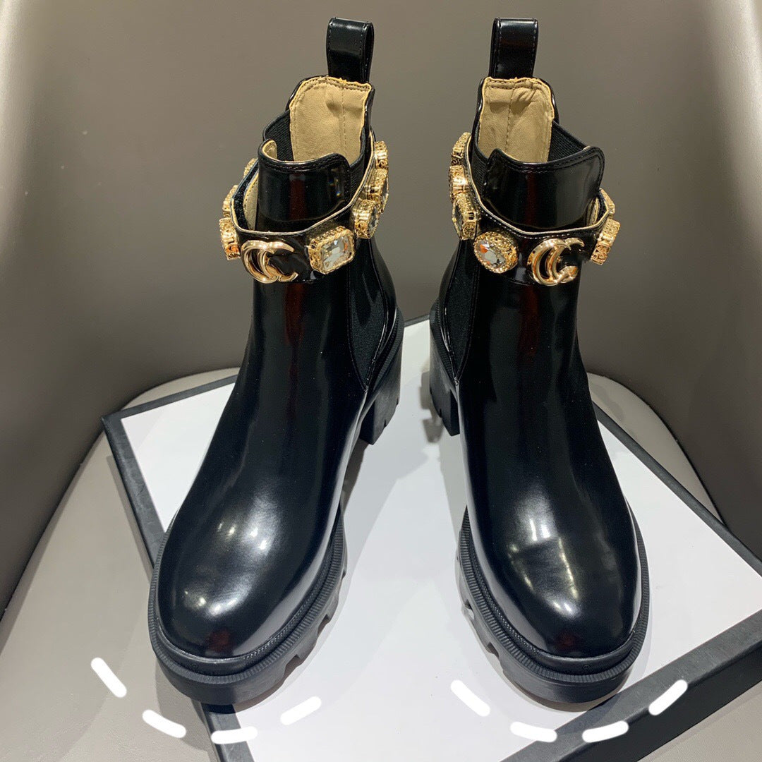 Round Toe Black Wear-resistant Sgs Martin Boots