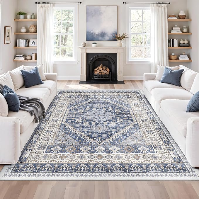 6x9 Area Rugs for Living Room, Large Washable Rug, Dining Room, Low Pile