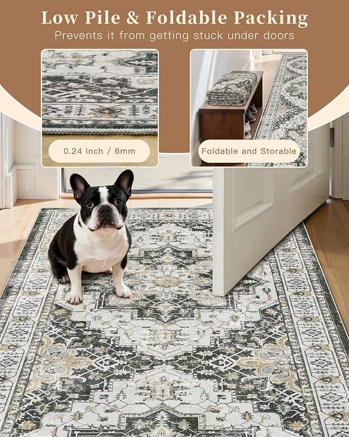Madane Hallway Runner Rug 3x20 Washable Kitchen Runners 20ft, Low-Pile
