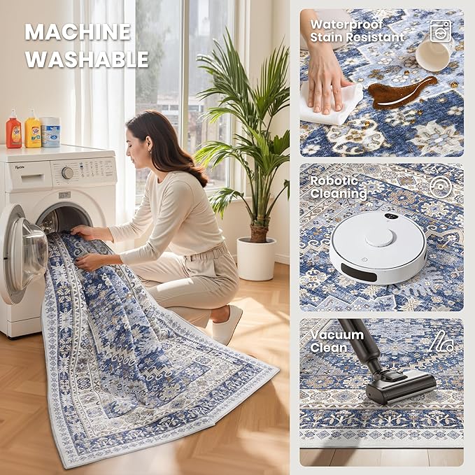 2x10 Runner Rug Non Slip, Washable Hallway Runner Rug, Laundry Room, Soft