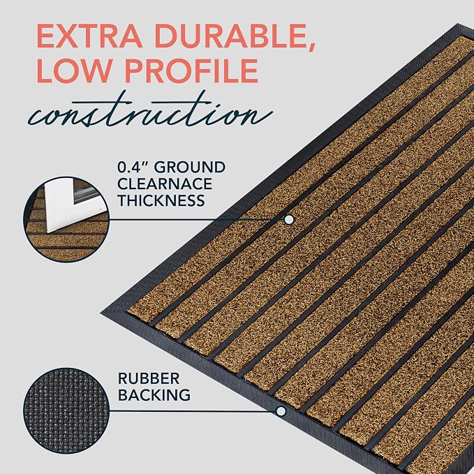 ubdyo Extra Durable Door Mat Outside Entrance | Dirt Trapping, Non-Slip Backing
