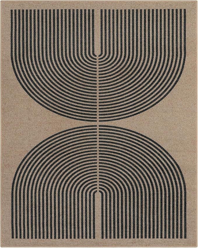 Lahome Enfys Modern Rainbow Easy Jute Carpet, 8x10 Living Room Rugs Indoor