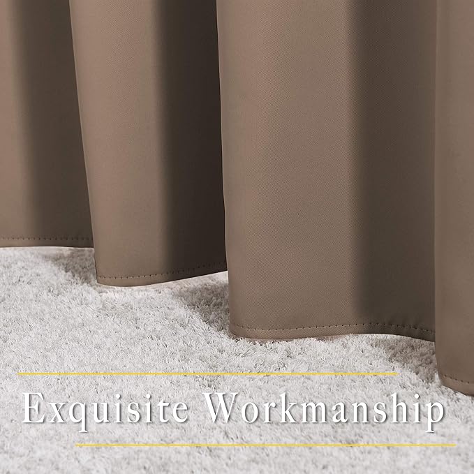 NICETOWN Cappuccino Blackout Bedroom Curtains 96 inches Long, Grommet Thermal