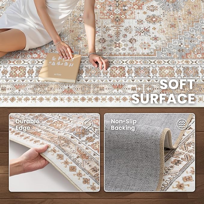 4x12 Runner Rug Non Slip, Washable Hallway Runner Rug, Nursery Room, Soft