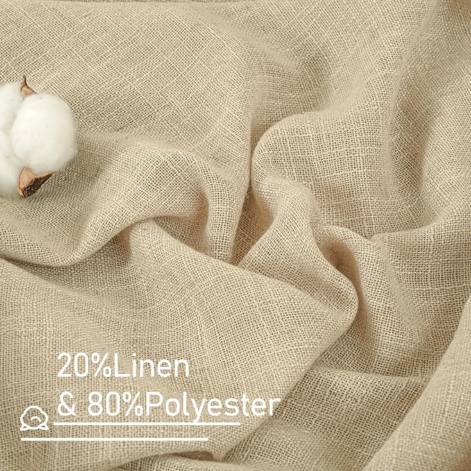 Semi Sheer Window Linen Curtains 54 Inch Length, 34 x 54 Inch | Light Filtering