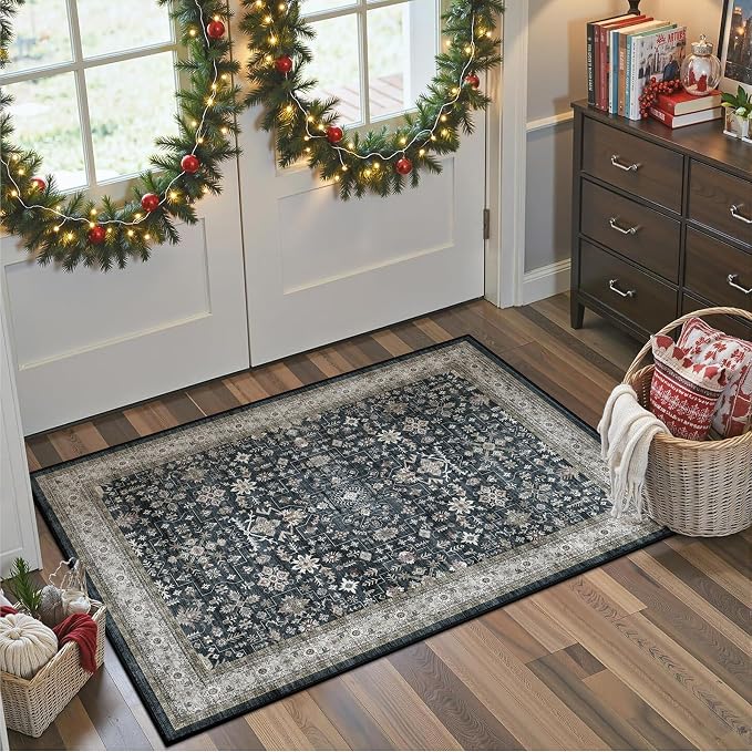 Small Rugs for Entryway Door Mat 2x3 for Kitchen Bathroom | Non Slip;Machine
