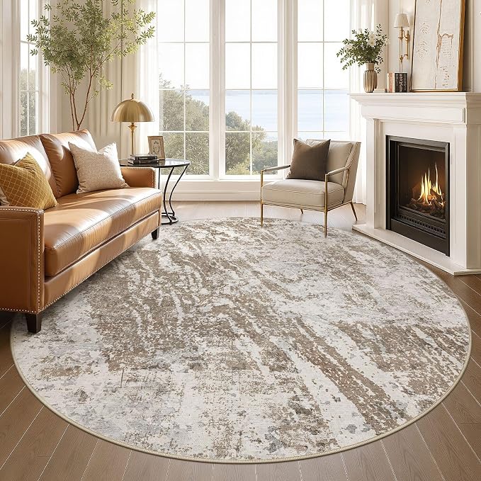 DMOYEST 8ft Round Washable Area Rug