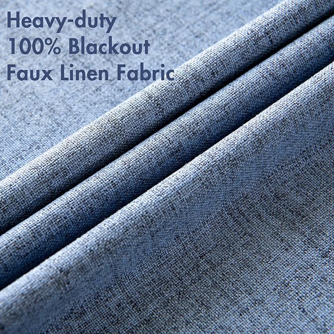 MIULEE 100% Blackout Linen Curtains