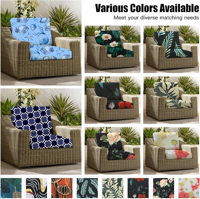8Pcs Patio Cushion Covers, Outdoor Stretch Cushion Covers, Washable | Stretch