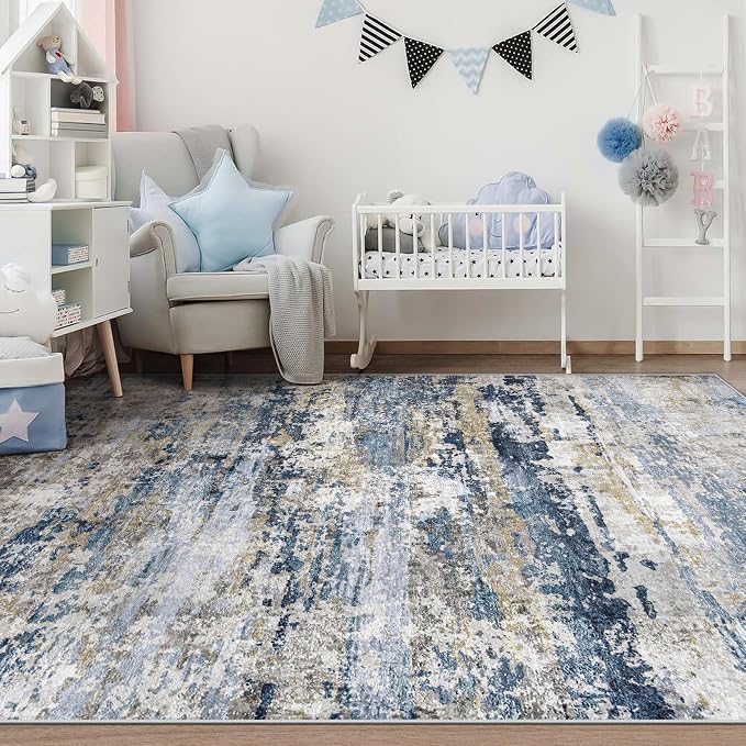 pmtsns Area Rugs 6x9 for Living Room: Washable Rug Modern Abstract Neutral Soft