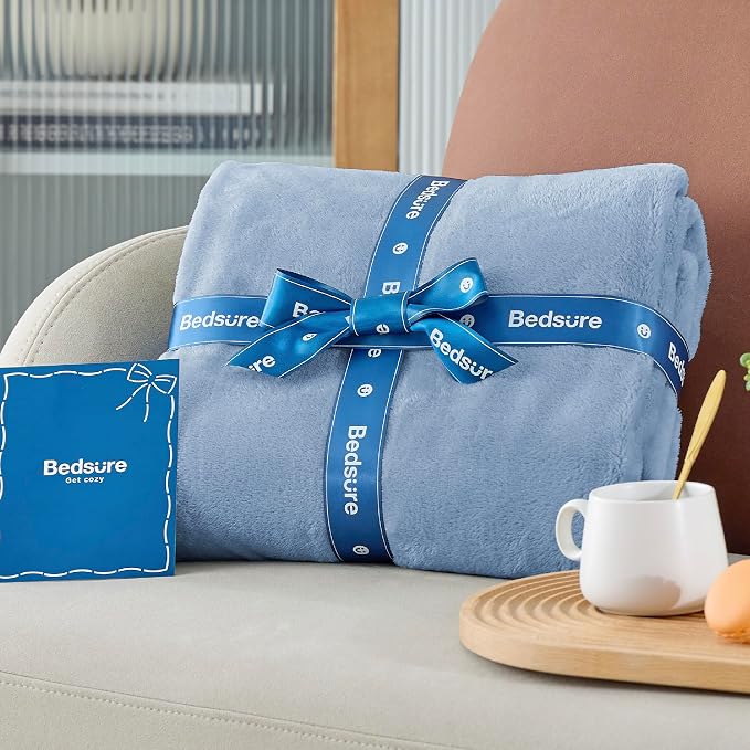 Bedsure GentleSoft Fleece Bed Blankets Queen Size Light Blue