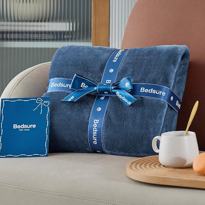Bedsure GentleSoft Fleece Blankets King Size Blue