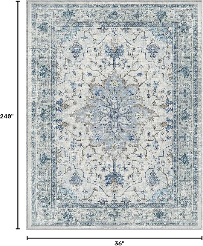 RELEANY Washable Area Rug, Runner 3'x20', Water Repellent, Pet Friendly