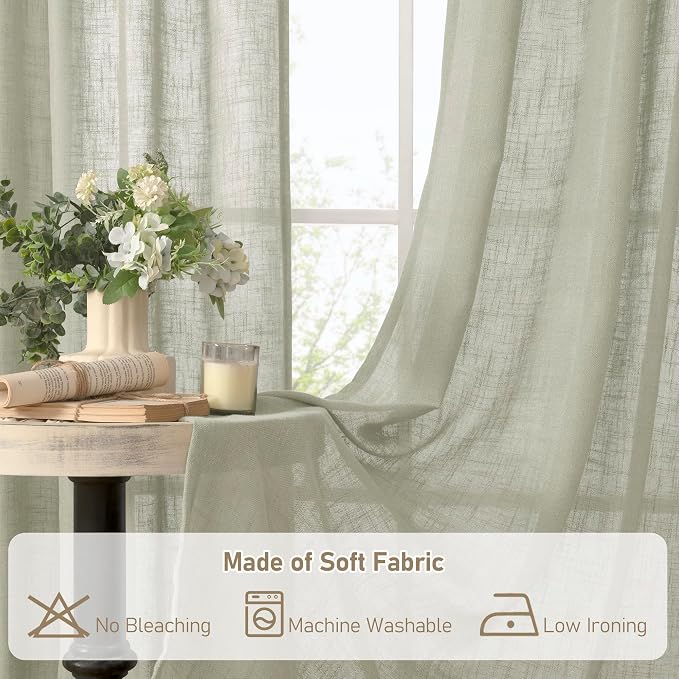 Linen Curtains 63 Inch Length 2 Panels