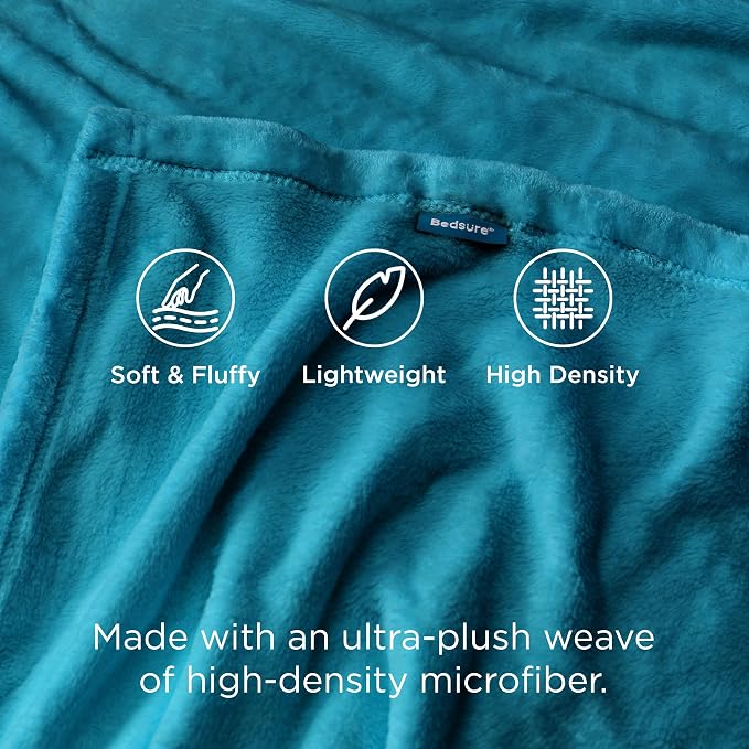 Bedsure Teal Blue Fleece Blanket 50x70 Blanket