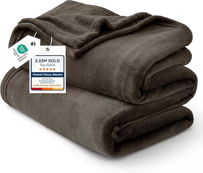 Bedsure GentleSoft Fleece Throw XL Blanket Brown