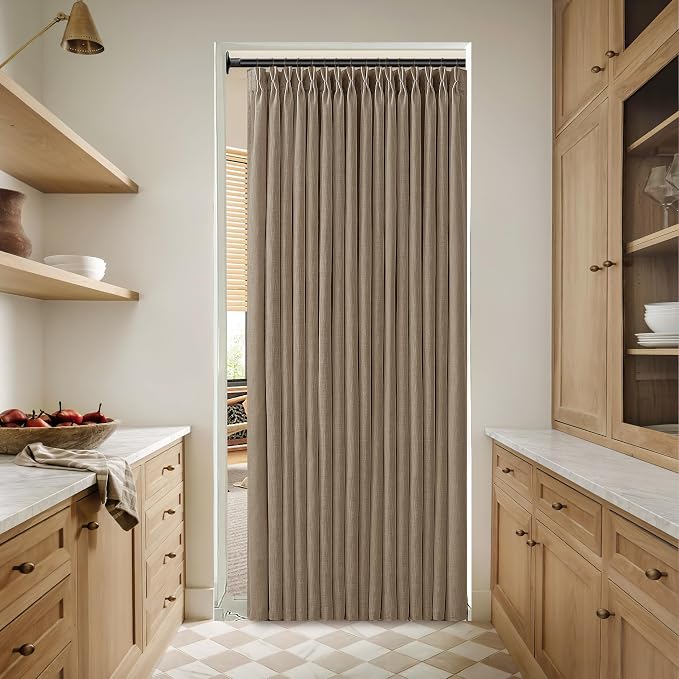 Thick Linen Pinch Pleat Dark Brown Semi Sheer Privacy Curtains 63 Inch Long |