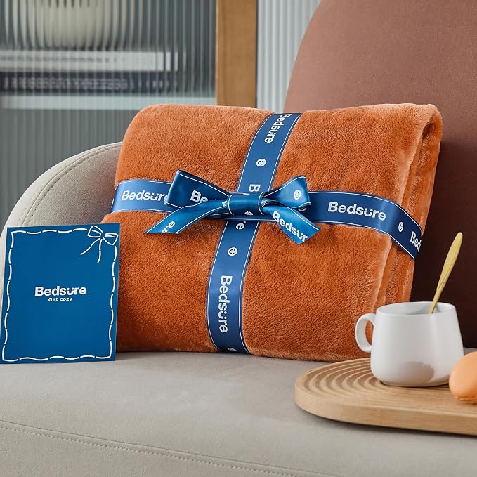 Bedsure GentleSoft Orange Fleece Blanket King Size