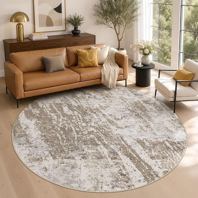 DMOYEST 8ft Round Washable Area Rug