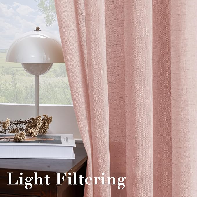 H.VERSAILTEX Linen Curtains 90 inches Long Linen Curtains/Natural Linen Blended