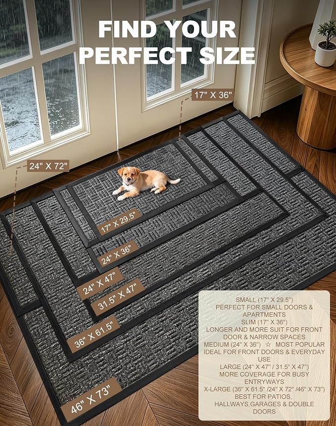 Front Door Mat Outdoor Entrance, 29.5" x 17" Heavy Duty Welcome Mat