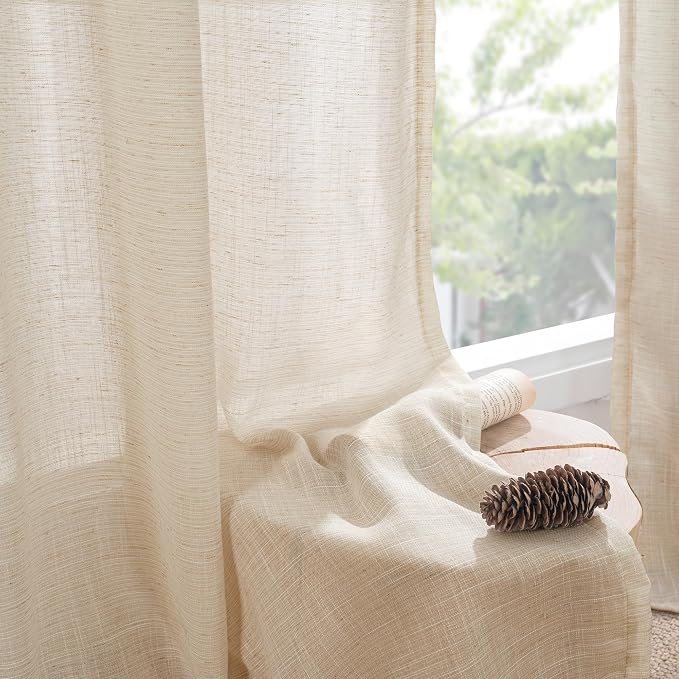 BGment Natural Linen Curtains 96 Inches Long