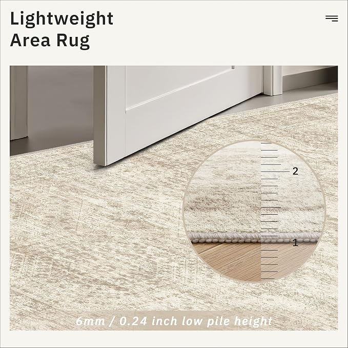 Soalmost 10x12 Area Rugs for Living Room Washable Rug Non-Slip Beige | Large