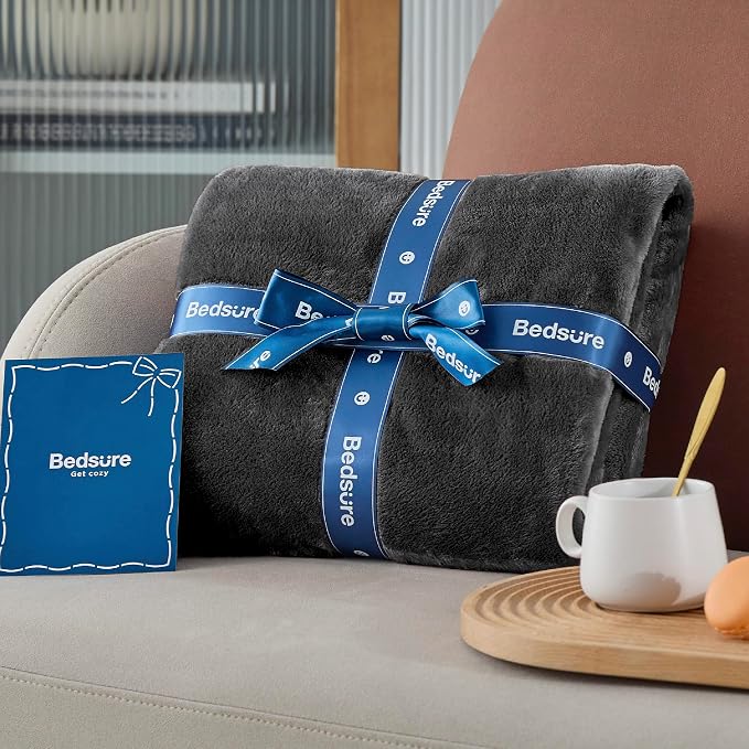Bedsure GentleSoft Fleece Bed Blankets Full Size Charcoal
