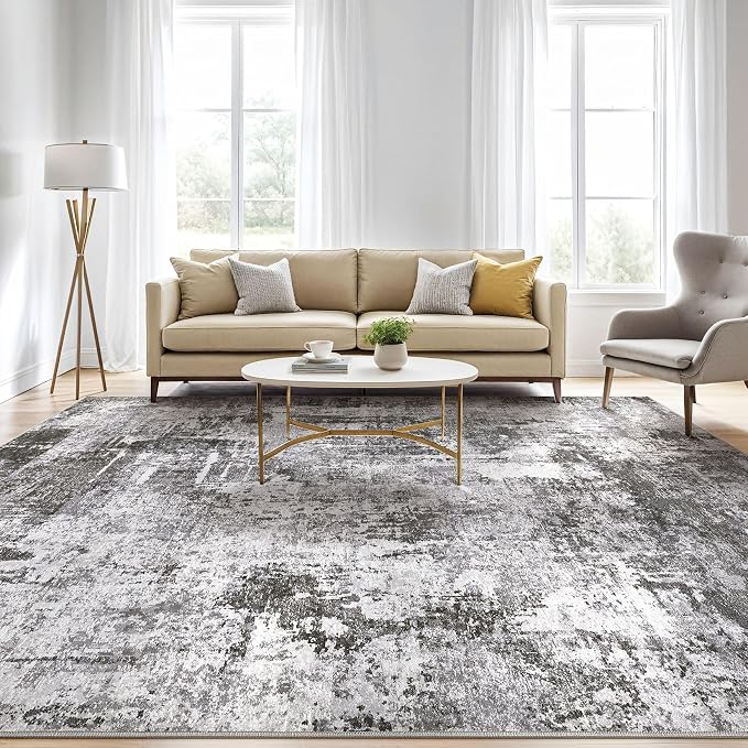 LOONGRUG 10x14 Area Rugs Washable Large Neutral Modern Living Room Rug |
