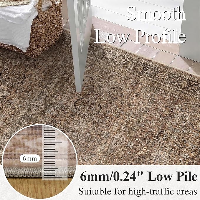 Schweek 3x7 Hallway Runner Rugs Washable Non Slip Kitchen Runners Brown |