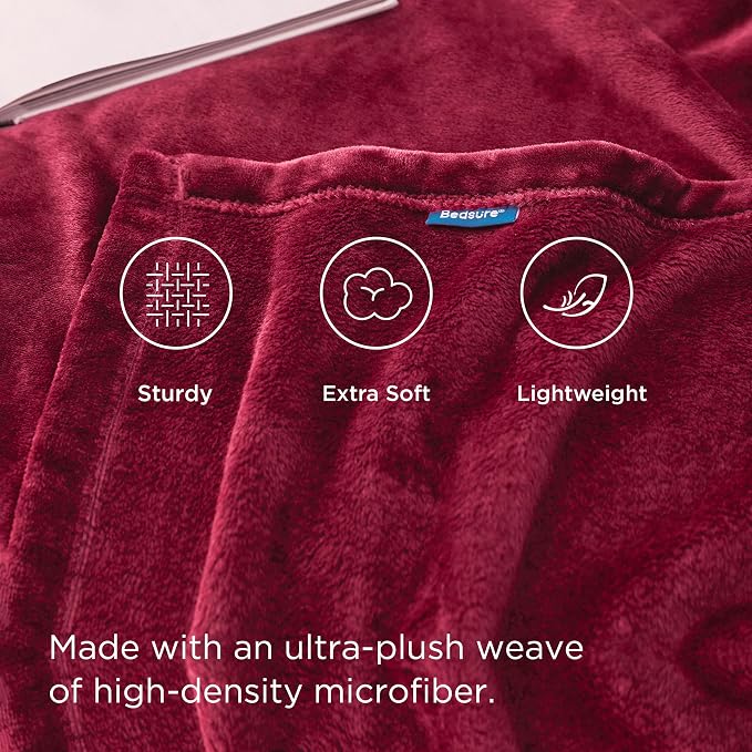 Bedsure GentleSoft Fleece Throw Blanket Red