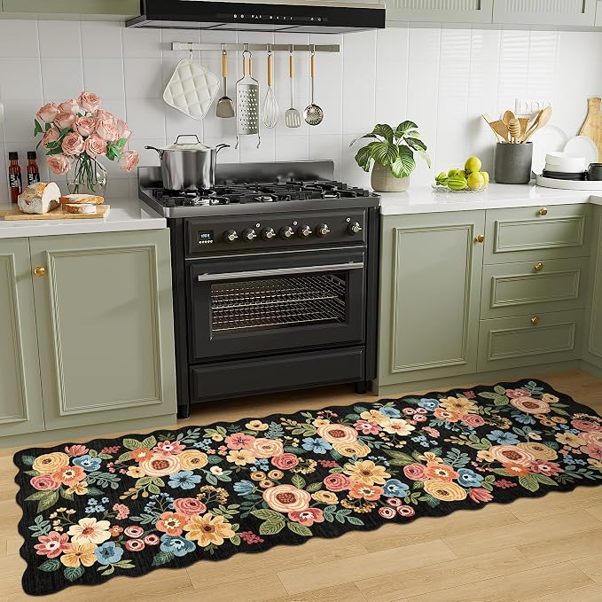 DUKINO 2x10 Runner Rug for Hallway, Washable Kitchen Rug Non Slip, Low Pile