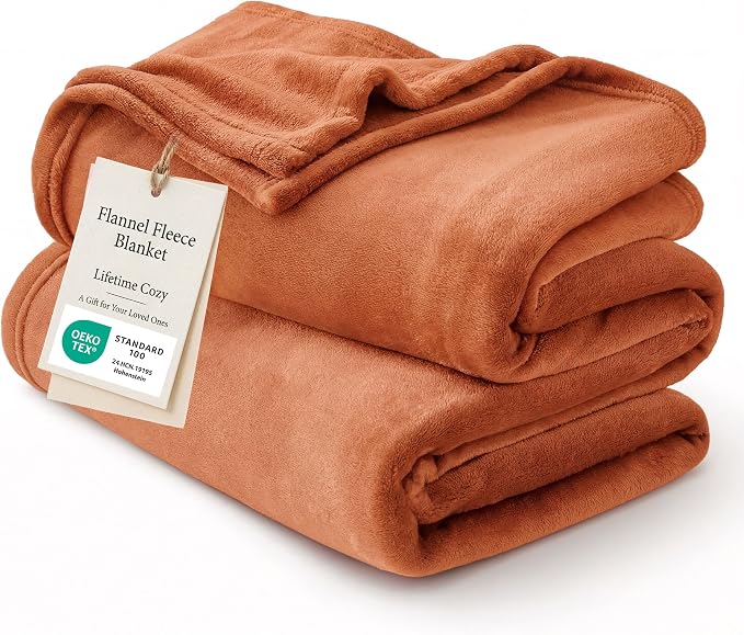 Bedsure GentleSoft Orange Fleece Blanket King Size