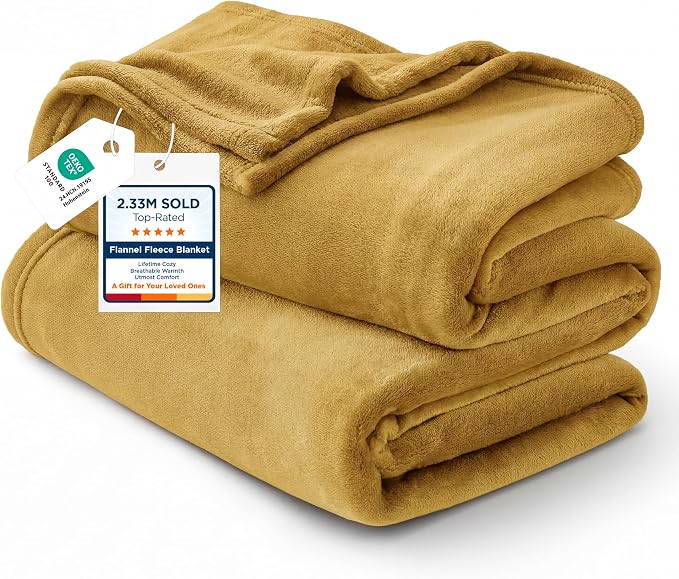 Bedsure GentleSoft Gold Fleece Throw Blanket