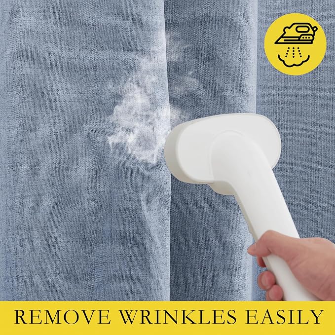 NICETOWN Linen 100% Blackout Cafe Curtains, Thermal Insulated & Noise Reducing