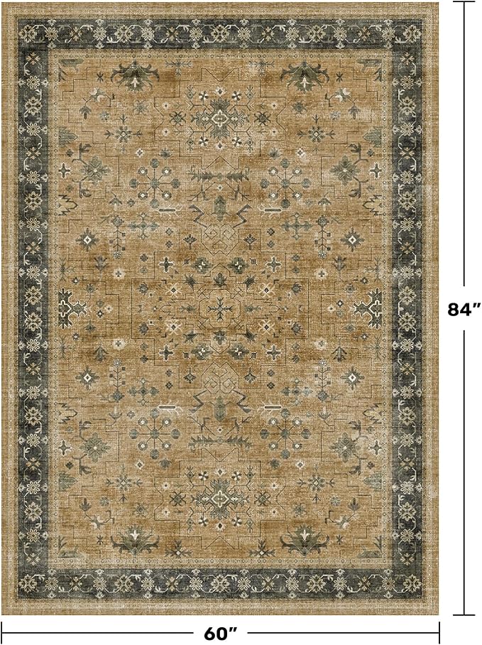 Rustic Taupe Area Rug 5x7 for Living Room