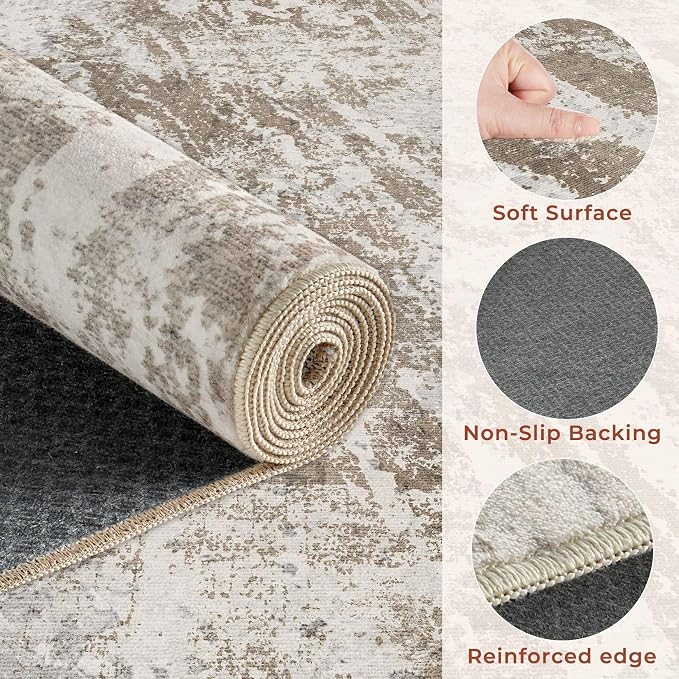 DMOYEST 8ft Round Washable Area Rug