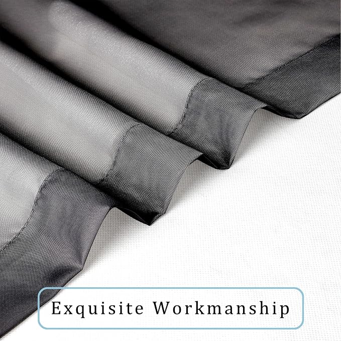 Black Sheer Curtains, Sheer Curtains 63 inch Length 2 Panels Set, Rod Pocket