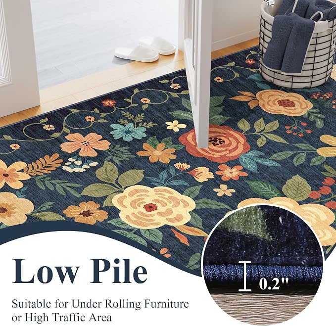 DUKINO 2.6x8 Runner Rug, Washable Runner Rug