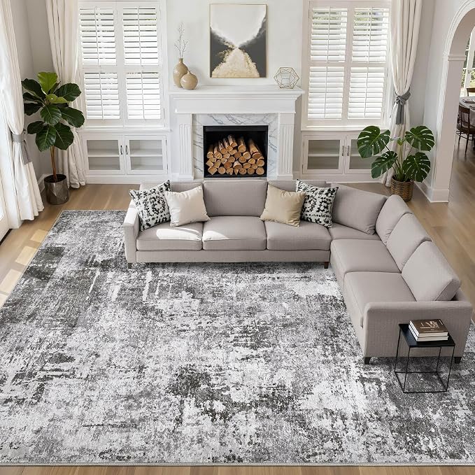 LOONGRUG 10x14 Area Rugs Washable Large Neutral Modern Living Room Rug |