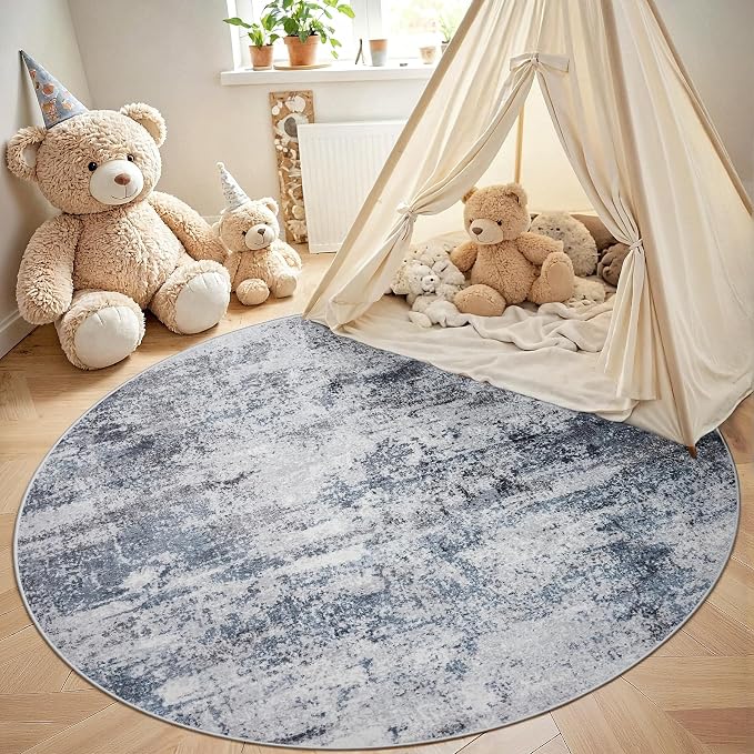 Aelenmu Round Rug 5ft Washable Rug