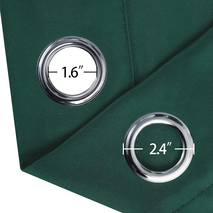 Dark Green Thermal Blackout Curtains/38 x 84 Inch/Set of 2 Panels Room