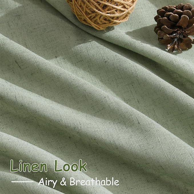 Extra Long Light Sage Linen Curtains 120 Inch