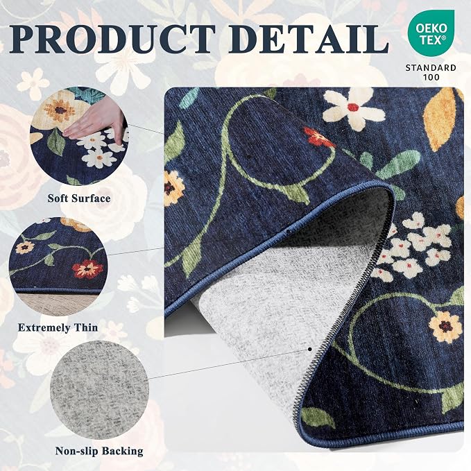 DUKINO 2.6x8 Runner Rug, Washable Runner Rug