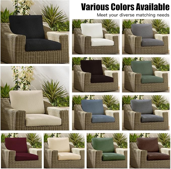 8Pcs Patio Cushion Covers, Outdoor Stretch Cushion Covers, Washable | Stretch