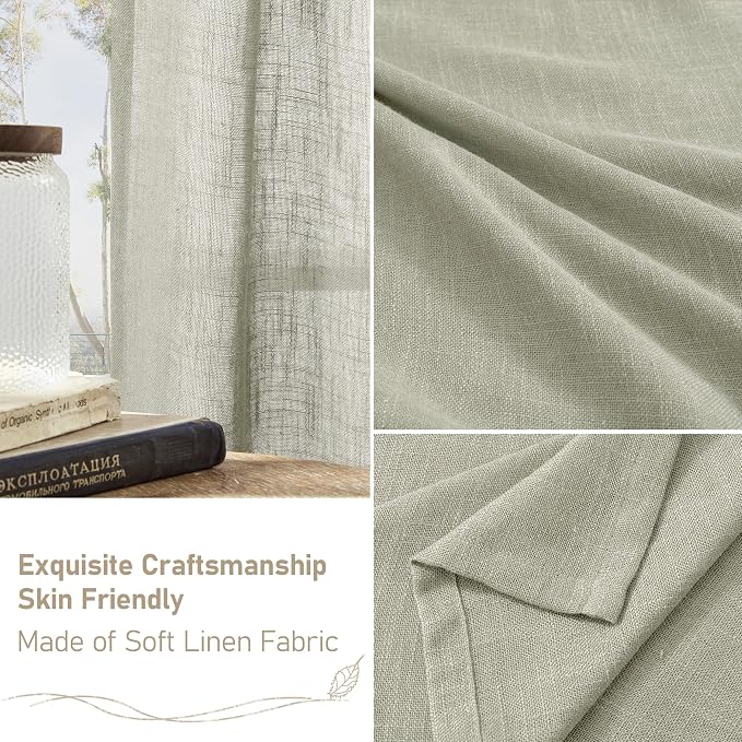 Linen Curtains 63 Inch Length 2 Panels