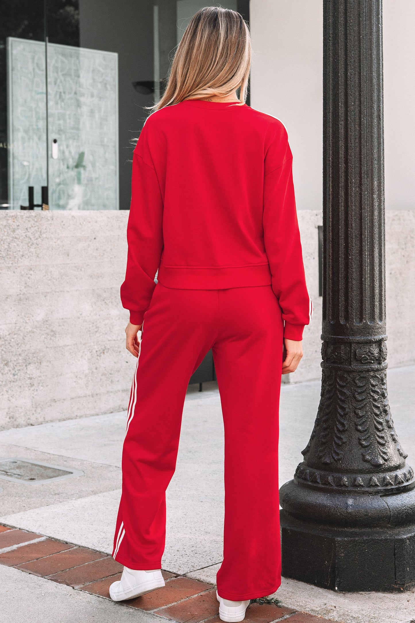 Varsity Stripe Crewneck Pullover & Sweatpants Set